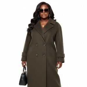 Vintage Style Choc Brown Double Breasted Maxi Coat